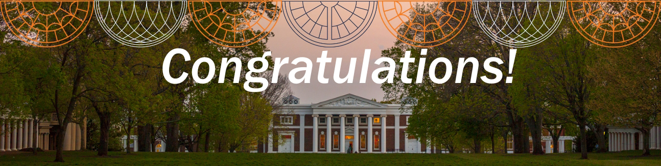 cabell hall in background and congratulations written across image