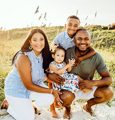 Maria Terry and her family at the beach