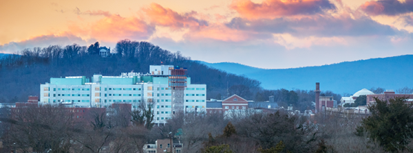 uva hospital at sunset