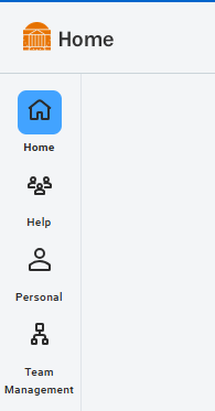 Updated Workday navigation menu docked along the left side of the screen, with links for Home, Help, Personal, and Team Management.